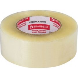 Клейкая лента BRAUBERG 48 мм х 200 м, упаковочная, прозрачная, 45 мкм, 440089 