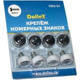 Крепеж номерного знака DolleХ, с заглушкой-колпачком, хром, KNV-01 