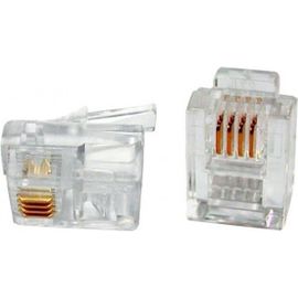 Телефонный разъем RJ-12 (6P4C) (3µ"/ 3 микродюйма) 100шт Hyperline PLUG-6P4C-P-C2-100 49379 