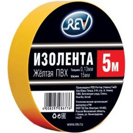 Изолента REV ПВХ 0,13х15мм желтая 5м DIY 28677 6 