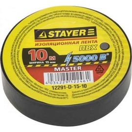 Изолента STAYER Protect-10 ПВХ 10м (0,13х15 мм), черная 12291-D 