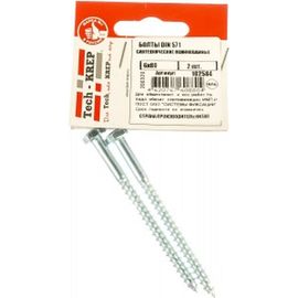 Сантехнический болт DIN 571 оцинкованный 6х80, 2шт - пакет Tech-Krep 102584 
