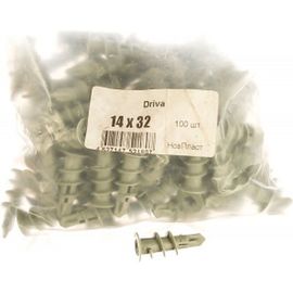 Дюбель Дрива КРЕП-КОМП пластиковая, со сверлом 14х32 100шт дп1432 