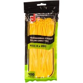 Нейлоновые стяжки FORTISFLEX КСС 4х200 желтый 100 штук 49431 