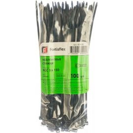 Нейлоновые стяжки FORTISFLEX КСС 3х150 черный 100 штук 49408 