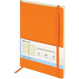 Блокнот BRAUBERG Metropolis Ultra А5 148x218 мм, под кожу, резинка, 80 л, оранжевый, 111019 