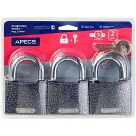 Навесные замки Apecs PD-01-63-Blister 3Locks+5Keys 17792 