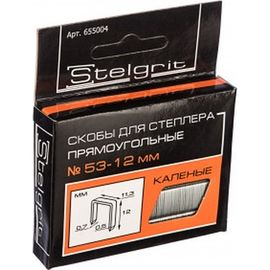 Cкоба каленая (1000 шт; 12x0.7 мм; Тип 53) для мебельного степлера Stelgrit 655004 