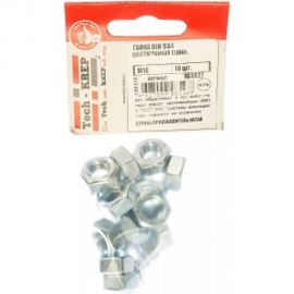 Шестигранная гайка DIN 934 оцинкованная М10, 18шт - пакет Tech-Krep 103027 