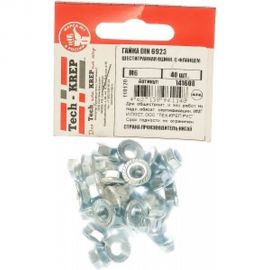 Шестигранная гайка с фланцем Tech-Krep DIN6923 оцинкованная М6 40 шт - пакет 141608 