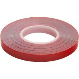 Акриловая двусторонняя клейкая лента STEKKER 0,8х9мм, длина 5м, прозрачный, красная подложка 39144 