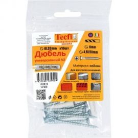 Универсальный дюбель Tecfi VZ нейлон 6x32 с шурупом 10 шт - пакет 147439 