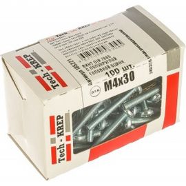 Винт DIN 7985 с полукруглой головкой, оцинкованный М4х30, 100шт - коробка Tech-Krep 105221 