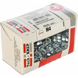 Шестигранная гайка DIN 934 оцинкованная М4, 500шт - коробка Tech-Krep 105245 