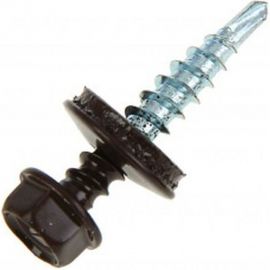 Кровельный саморез Tech-Krep КР сверло 4,8х28 RAL-8019 коричневый 60 шт, коробка с окном 124633 