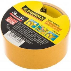 Лента STAYER PROFI двусторонняя, клейкая, армированная тканью, 38ммх5м 1217-38-05 