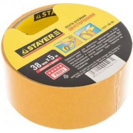 Лента клеящая двухсторонняя PROFI (38 мм; 5 м) укрепленная тканью Stayer 1221-38-05 
