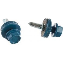 Саморезы Зубр для крепления кровельных материалов к деревянной обрешетке, цвет RAL 5009 небесно-голубой, оцинкованный, 5,5x19мм, 2500шт 4-300310-55-019-5009 