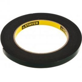 Лента PROFI клейкая монтажная на вспененной основе (5 м; 9 мм; черная) STAYER 12233-09-05 