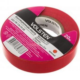 Изолента Volsten V02-7R-13х15-20 0,13х15 мм, красная, 20 метров 9794 