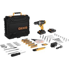 Аккумуляторная дрель-шуруповерт DEKO DKCD20FU-Li + 193 аксессуара 063-4179 