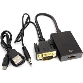Переходник Cablexpert VGA-HDMI, 15F/9M, длина 15см, аудиовыход Jack 3,5, питание от USB A-VGA-HDMI-01 