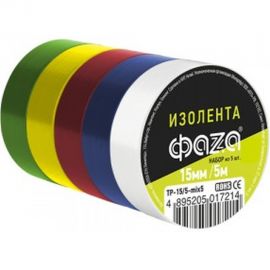 Изолента ФАZА 15/5 комплект 5 цветов 5017214 