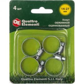 Обжимной хомут QUATTRO ELEMENTI 14-27 мм оцинкованный, 4 шт 772-005 