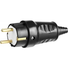 Электрическая ударопрочная вилка с заземлением, 16А / 220В, черная СИБИН 55115-B 