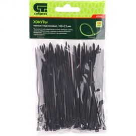 Нейлоновые хомуты-стяжки Сибин 2.5х100 мм черные 100 шт. 3788-25-100 