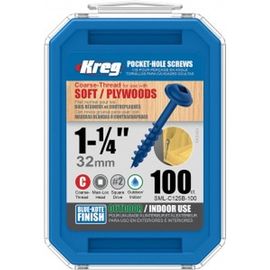 Шурупы Kreg с крупным шагом Blue Kote 1-1/4" 32 мм 100 шт. SML-C125B-100-INT 