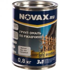 Грунт-эмаль Goodhim 3в1 novax желтый RAL 1021, глянцевая, 0,8 кг/0,8 л 10724 