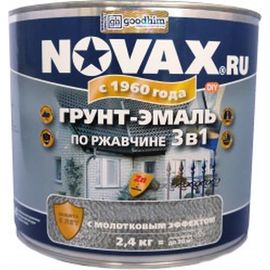 Грунт-эмаль по ржавчине с молотковым эффектом Goodhim NOVAX серебристый, 2.4 кг 39214 