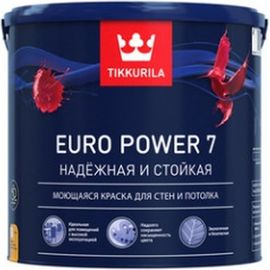Краска TIKKURILA EURO POWER 7 моющаяся для стен и потолка, матовая, база A 9л 700001121 
