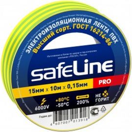 Изолента Safeline 15/10 желто-зеленый 10256 