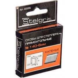 Cкоба каленая (1000 шт; 6x1.2 мм; Тип 140) для мебельного степлера Stelgrit 655006 