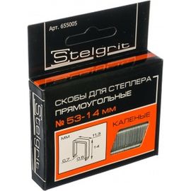 Cкоба каленая (1000 шт; 14x0.7 мм; Тип 53) для мебельного степлера Stelgrit 655005 