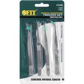 Набор нержавеющих пинцетов 4 шт. FIT 67445 