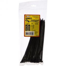 Кабельные хомуты Экопласт 3,5 х 200 мм, цвет черный, 100 шт 45201BL 