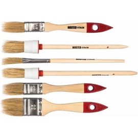 Набор из 6 кистей с деревянными ручками: флейцевые кисти 20, 25, 35мм, круглые кисти 20, 25мм, кисть художественная МASTER COLOR 30-0510 