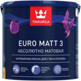 Интерьерная краска TIKKURILA EURO MATT 3 для стен и потолков, абсолютно матовая, база A 2,7л 700001113 
