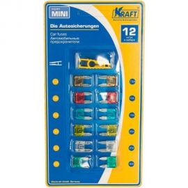 Набор предохранителей KRAFT в блистере, серия MINI, 12 шт KT 870008 