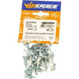 Саморез с прессшайбой VIPКрепеж острый 4,2х19 62 шт 20406 VIP 