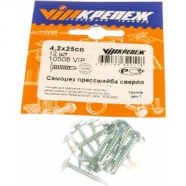 Саморез с прессшайбой VIPКрепеж сверло 4,2х25 12 шт 10508 VIP 