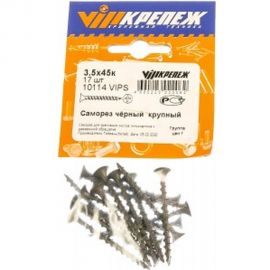 Саморез по дереву VIPКрепеж черный 3,5х45 к 17 шт 10114 VIPS 