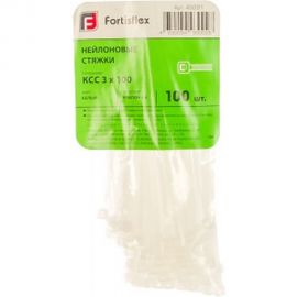 Нейлоновые стяжки FORTISFLEX КСС 3х100 мм белый 100 штук  49391 