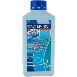 Жидкое безхлорное средство 4 в 1 для обеззараживания и очистки воды Маркопул Кемиклс МАСТЕР-ПУЛ, 1л М20 