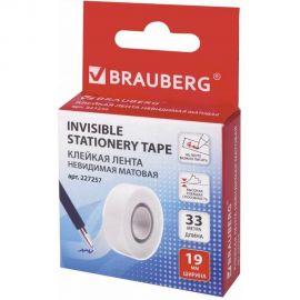 Матовая клейкая лента BRAUBERG 19 мм х 33 м невидимая 227257 
