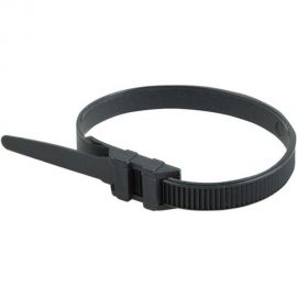 Усиленный хомут с двойным горизонтальным замком REXANT nylon 12 260x9 мм 100 шт черный 07-0269 