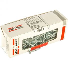 Универсальный саморез Tech-Krep 30х4,5 мм 200 шт оцинкованный, коробка с окном 102189 